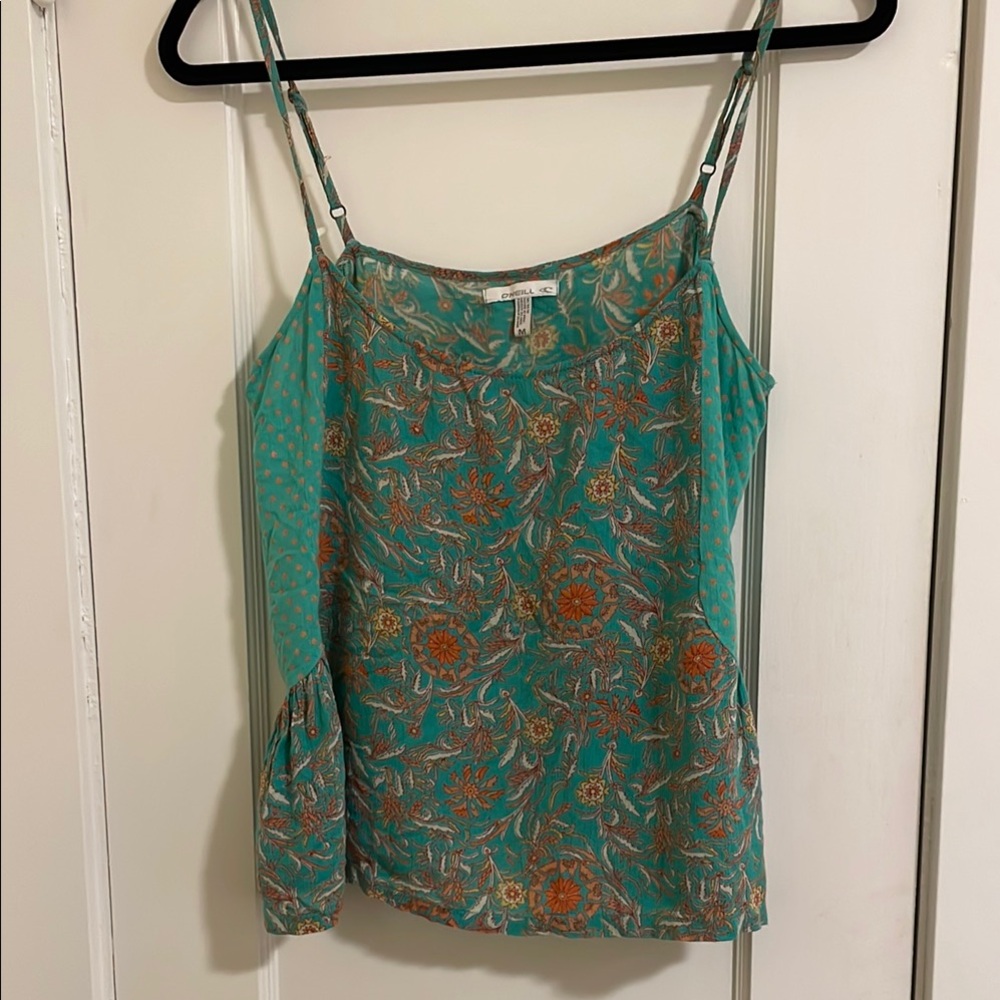 Floral Print Green Flowy Camisole Top